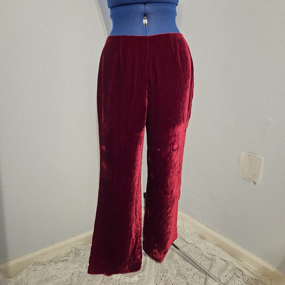 Vintage Red Silk Blend Velvet Pants Size 6